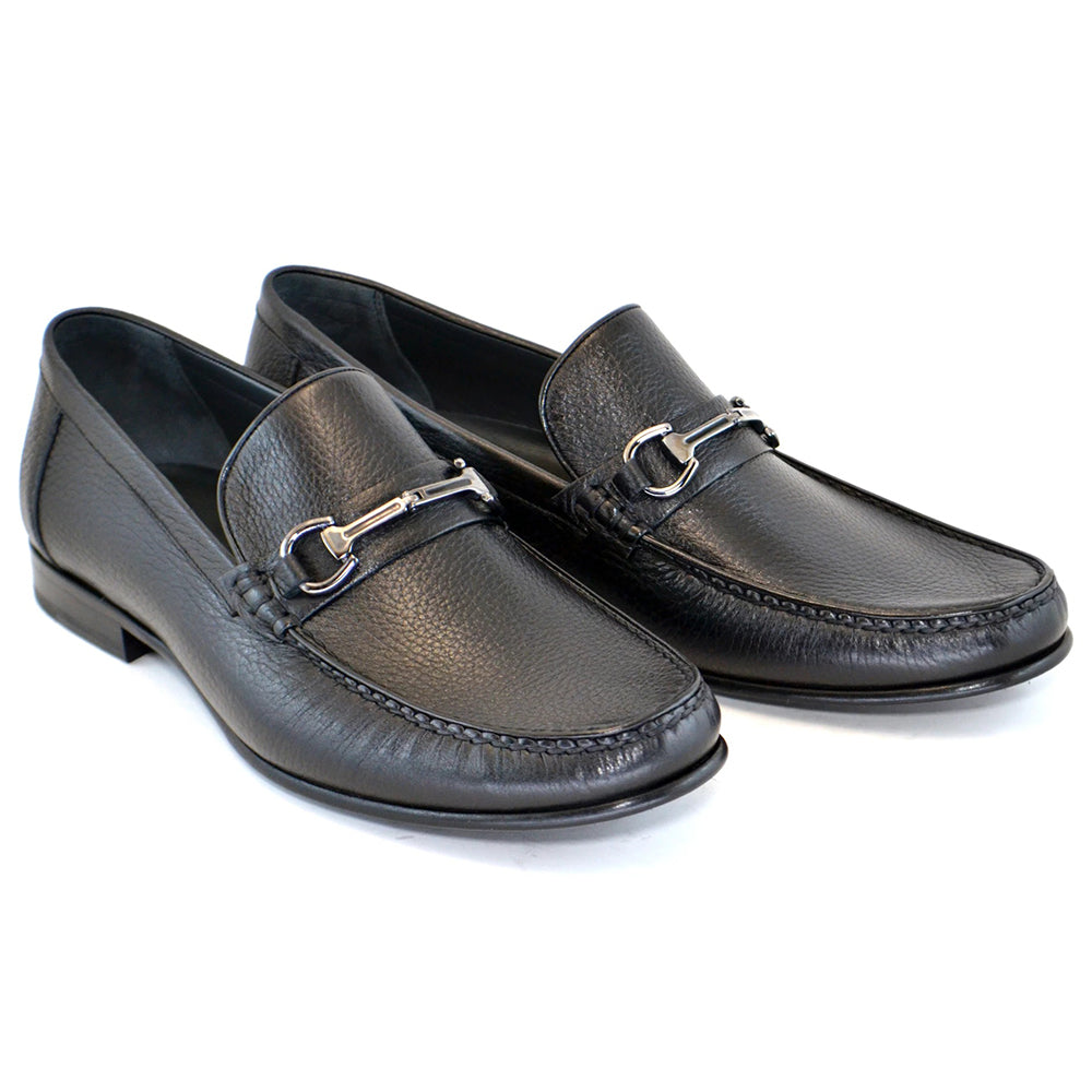 Corrente C169-3898HS Deer Skin Handsewn Loafers Black