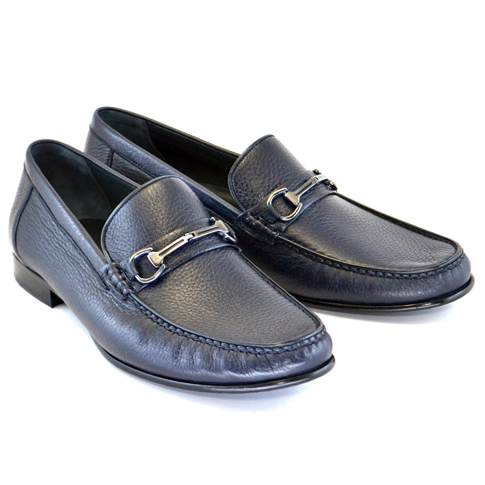 Corrente C171-3898HS Deer Skin Handsewn Loafers Navy
