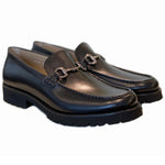 Corrente C178-4494 Buckle Lug Sole Loafers Black