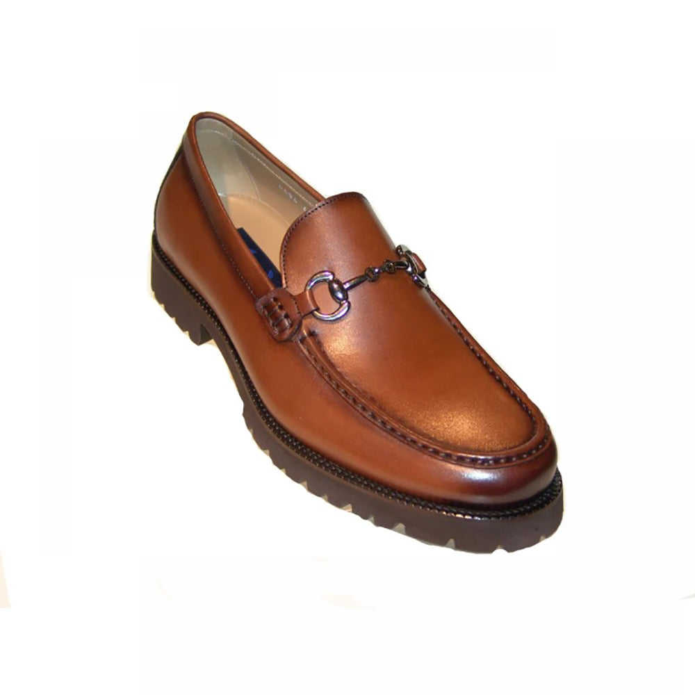 Corrente C179-4494 Buckle Lug Sole Loafers Cognac
