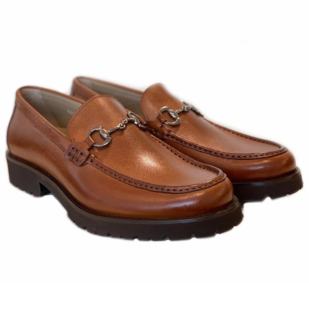 Corrente C179-4494 Buckle Lug Sole Loafers Cognac