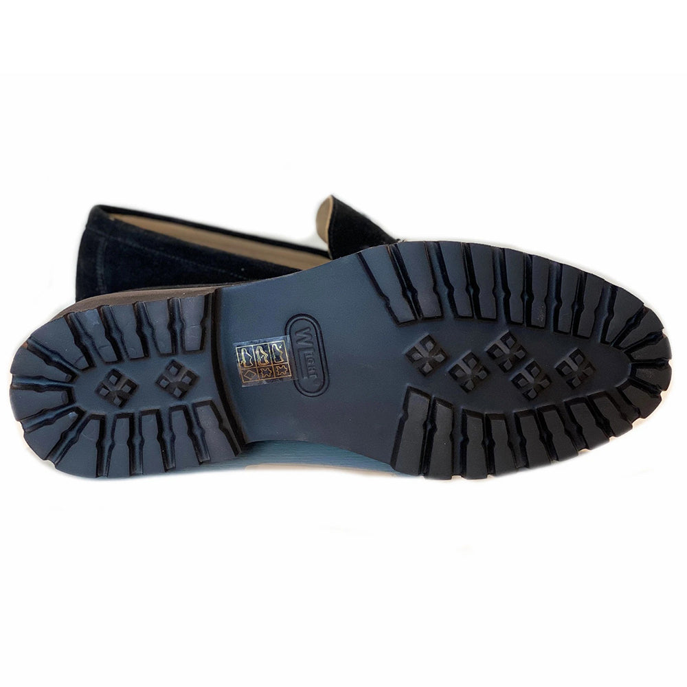 Corrente C180-4494 Suede Buckle Lug Sole Loafers Black