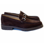 Corrente C181-4494 Suede Buckle Lug Sole Loafers Brown