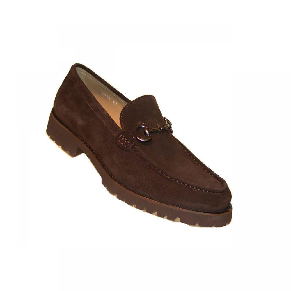 Corrente C181-4494 Suede Buckle Lug Sole Loafers Brown
