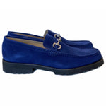 Corrente C182-4494 Suede Buckle Lug Sole Loafers Navy
