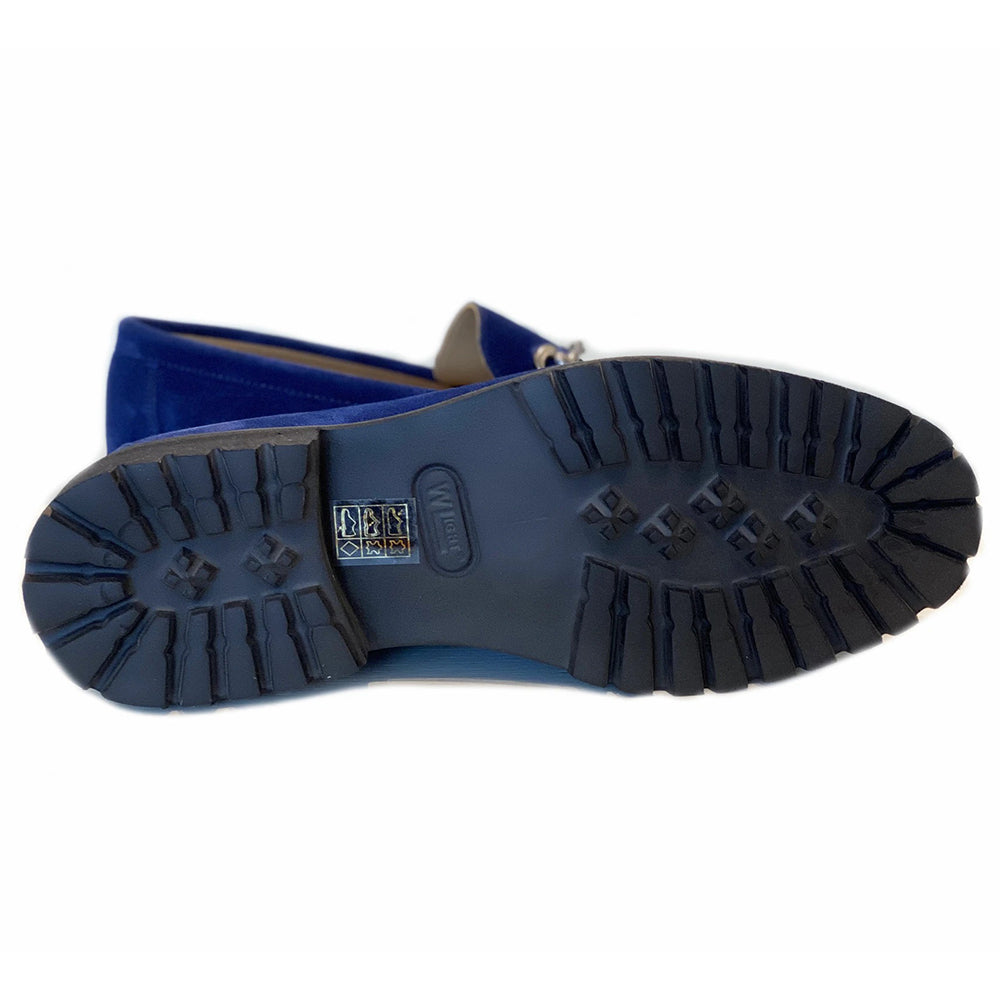 Corrente C182-4494 Suede Buckle Lug Sole Loafers Navy