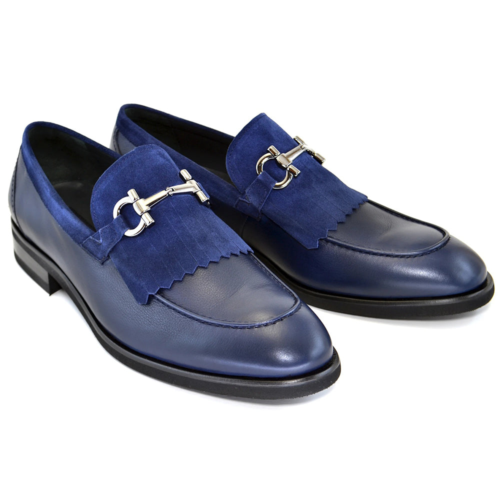 Corrente C184-5454HS Kiltie Buckle Loafers Navy