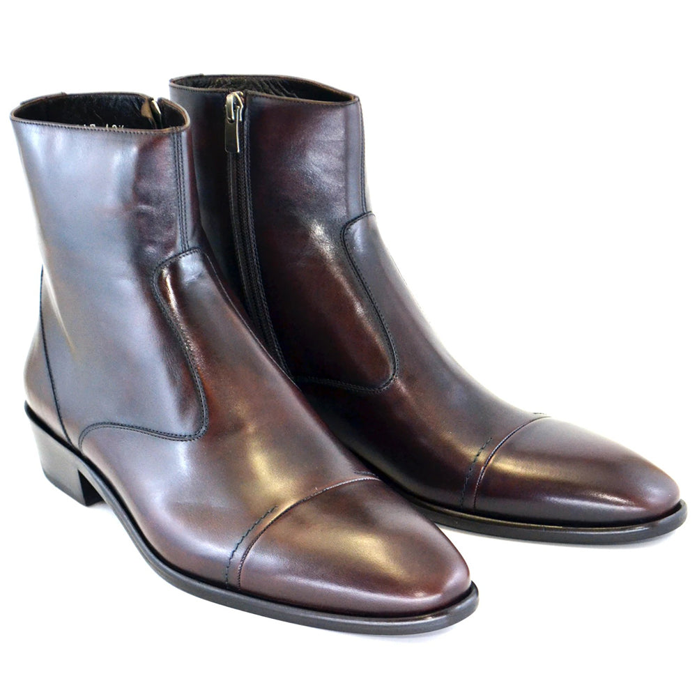 Corrente C189-1547 Cap Toe Side Zipper Boots Brown