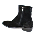 Corrente C191-1547 Suede Cap Toe Side Zipper Boots Black