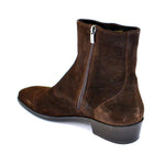 Corrente C192-1547 Suede Cap Toe Side Zipper Boots Brown