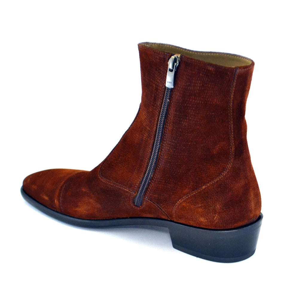 Corrente C193-1547 Suede Cap Toe Side Zipper Boots Tabacco