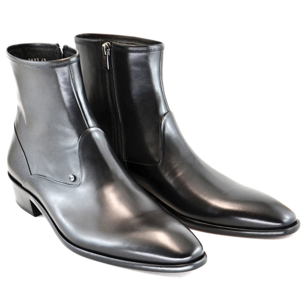 Corrente C194-3617HS Plain Toe Side Zipper Boots Black