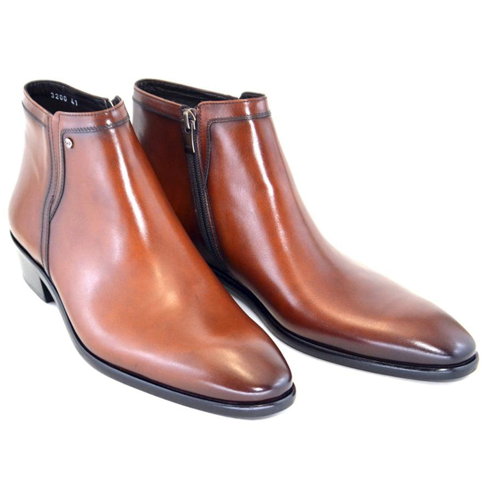 Corrente C195-3200HS Plain Toe Side Zipper Boots Cognac