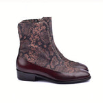 Corrente C203-3273 Python & Leather Side Zipper Boots Multi Brown