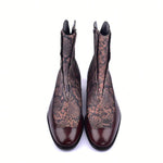 Corrente C203-3273 Python & Leather Side Zipper Boots Multi Brown