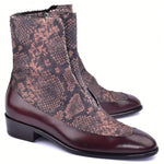 Corrente C203-3273 Python & Leather Side Zipper Boots Multi Brown