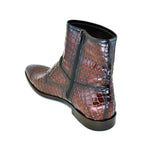 Corrente C2034-4604 Croc Print Zipper Side Buckle Boots Cognac