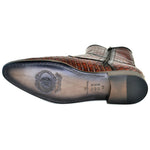 Corrente C2034-4604 Croc Print Zipper Side Buckle Boots Cognac