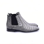 Corrente C204-5023 Embossed Crocodile Leather Chukka Boots Grey / White