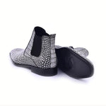 Corrente C204-5023 Embossed Crocodile Leather Chukka Boots Grey / White