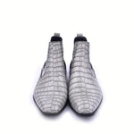 Corrente C204-5023 Embossed Crocodile Leather Chukka Boots Grey / White