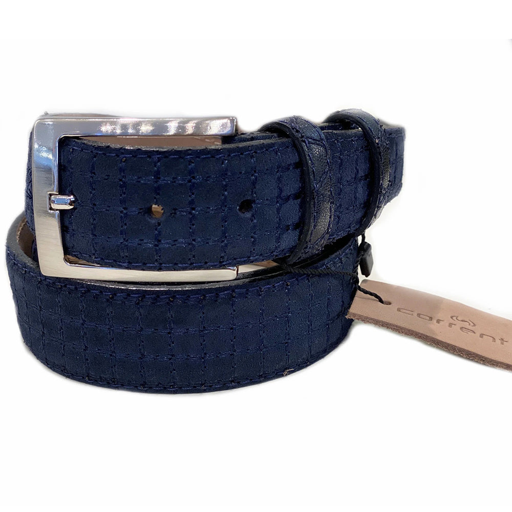 Corrente CBelt-2220 Stitch Suede Belt Navy