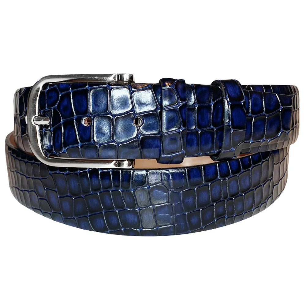 Corrente Croco Leather Belt Navy Size 36