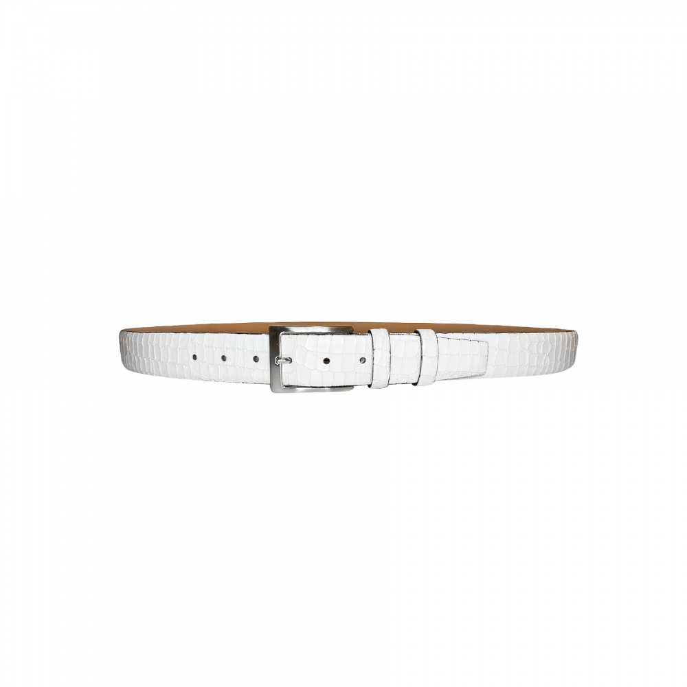 Corrente CBelt-3470 Croco Leather Belt White