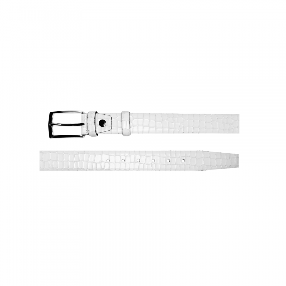 Corrente CBelt-3470 Croco Leather Belt White