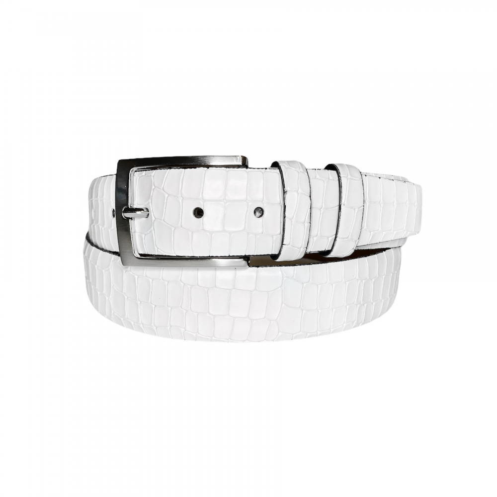 Corrente CBelt-3470 Croco Leather Belt White
