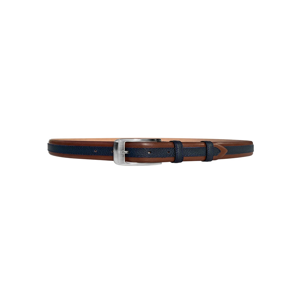 Corrente CBelt-4002 Contrast Leather Belt Tan Navy