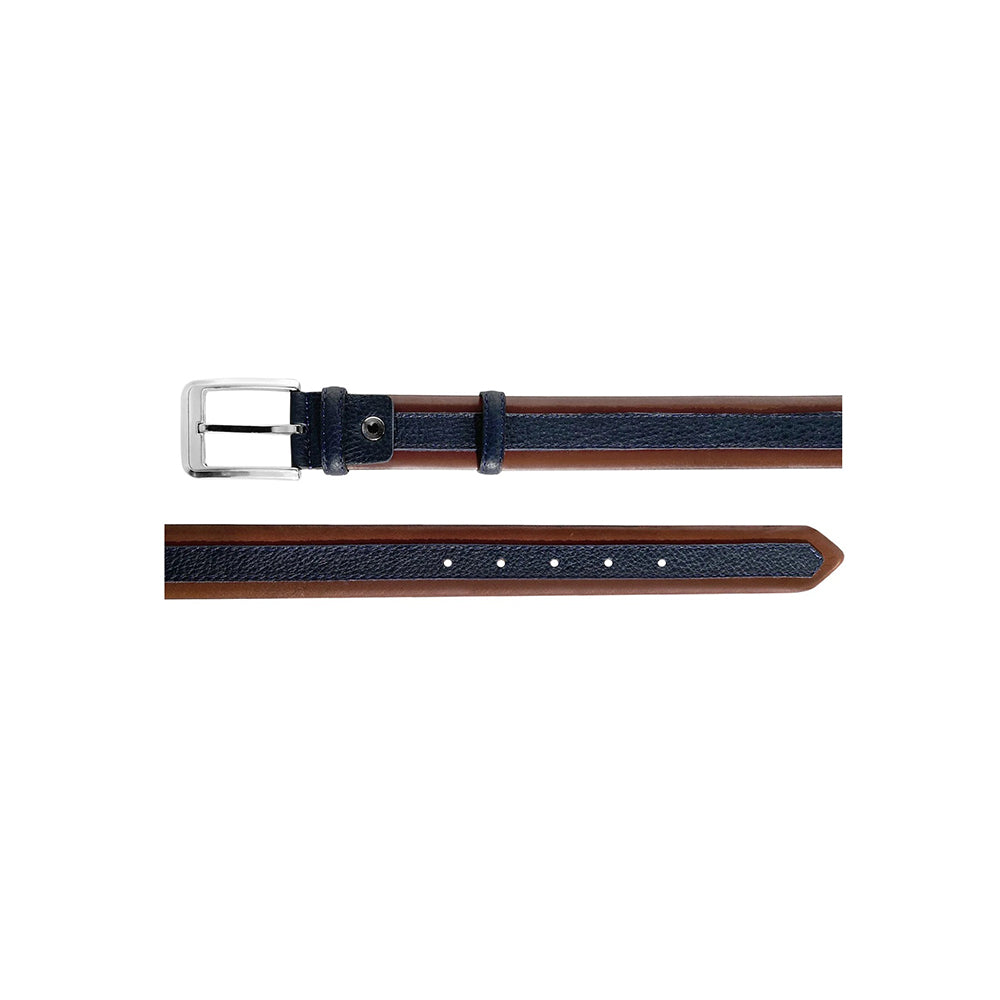 Corrente CBelt-4002 Contrast Leather Belt Tan Navy