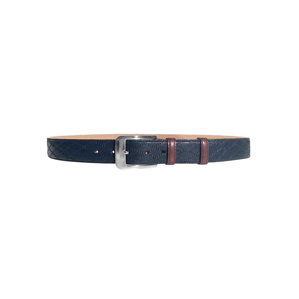 Corrente CBelt-4005 Quilted Leather Belt Navy