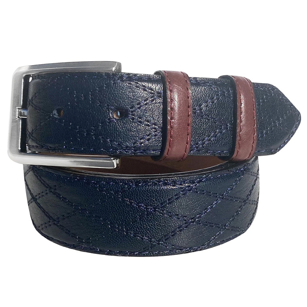 Corrente CBelt-4005 Quilted Leather Belt Navy
