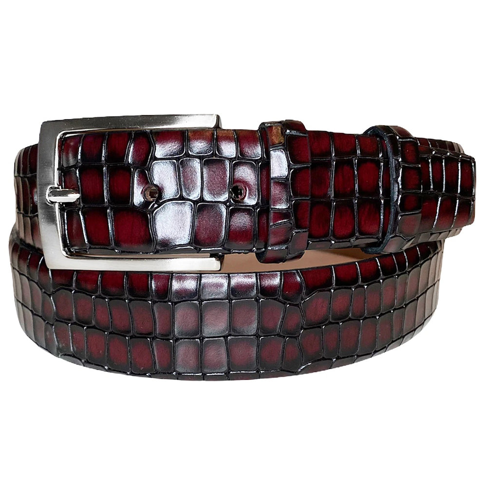 Corrente CBelt-5796 Croco Leather Belt Burgundy