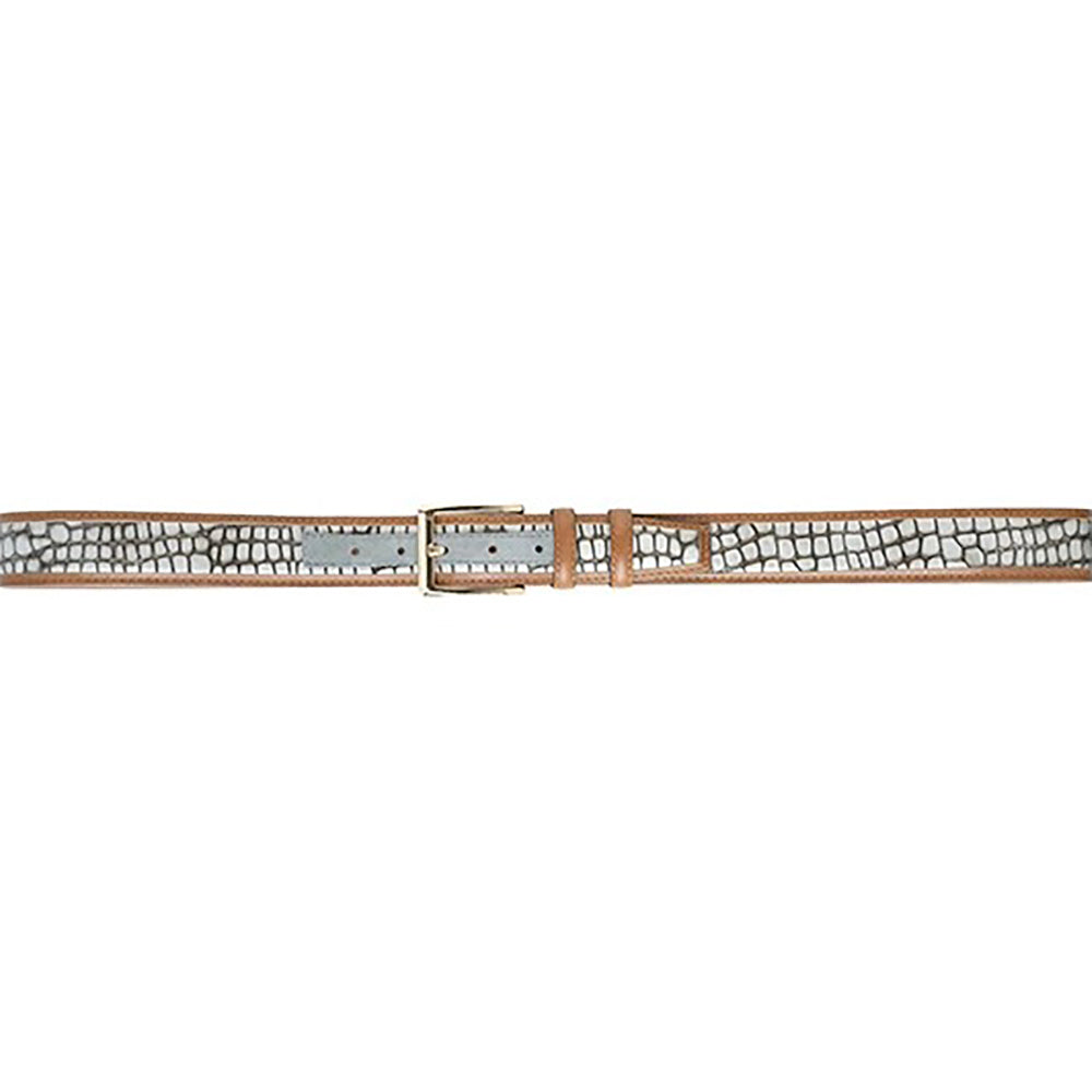 Corrente CBelt-5827 Croco Design Leather Belt Silver