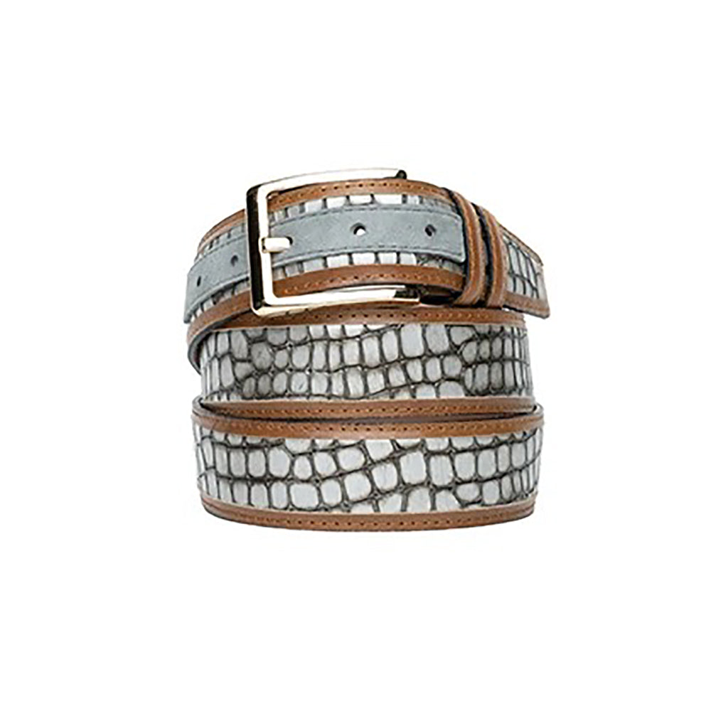 Corrente CBelt-5827 Croco Design Leather Belt Silver