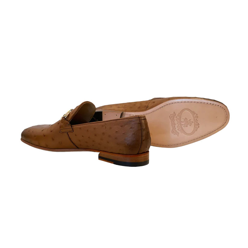 Corrente C02203-5405 Genuine Ostrich Loafers Tan