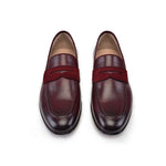 Corrente P000514-7504 Suede Vamp Loafers Burgundy