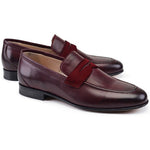 Corrente P000514-7504 Suede Vamp Loafers Burgundy