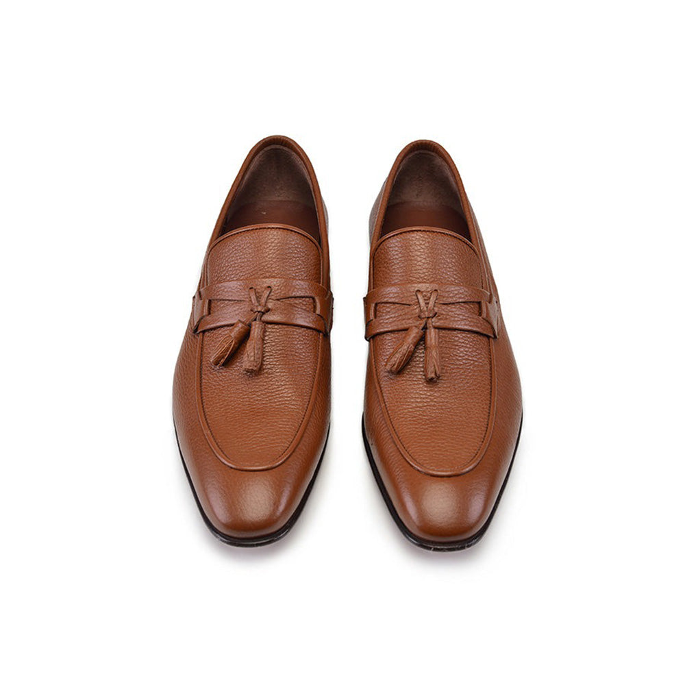 Corrente P000516-9411 Deerskin Tassel Loafers Tan