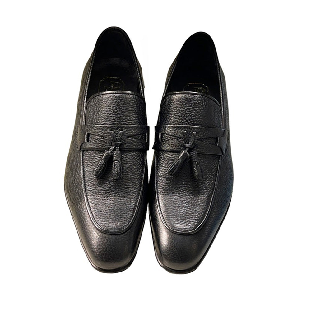 Corrente P000517-9411 Deerskin Tassel Loafers Black