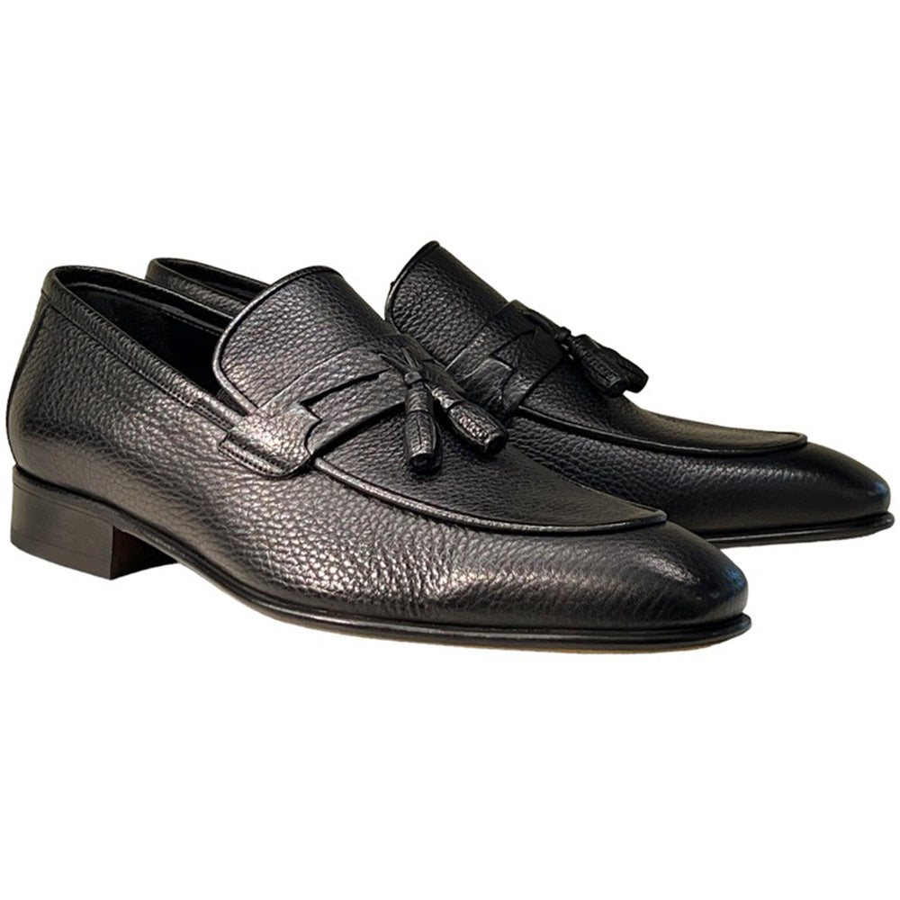 Corrente P000517-9411 Deerskin Tassel Loafers Black