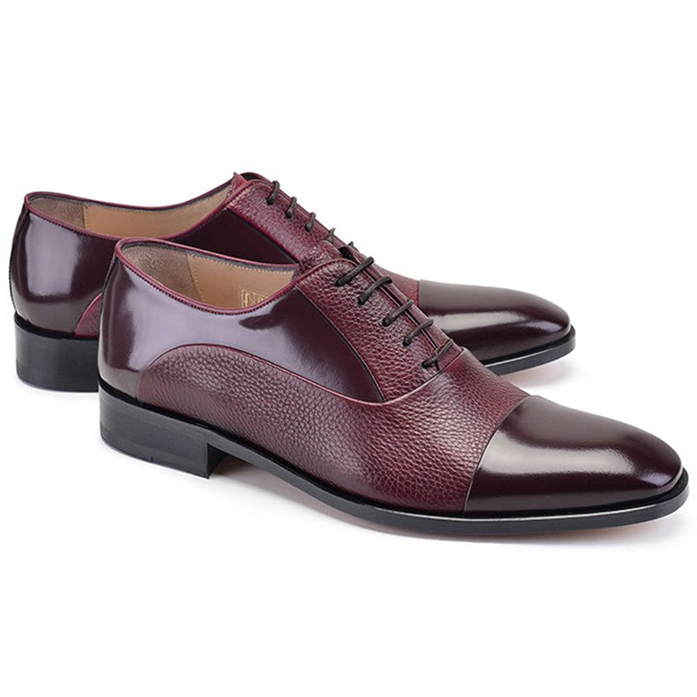 Corrente P00054-270 Deerskin Cap-Toe Shoes Burgundy