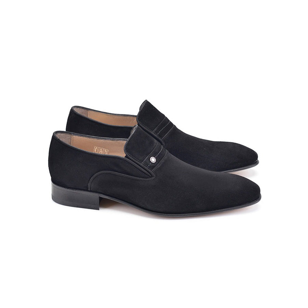 Corrente P000593- 6924S Suede High Vamp Loafers Black
