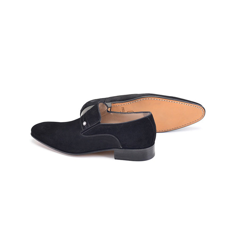 Corrente P000593- 6924S Suede High Vamp Loafers Black