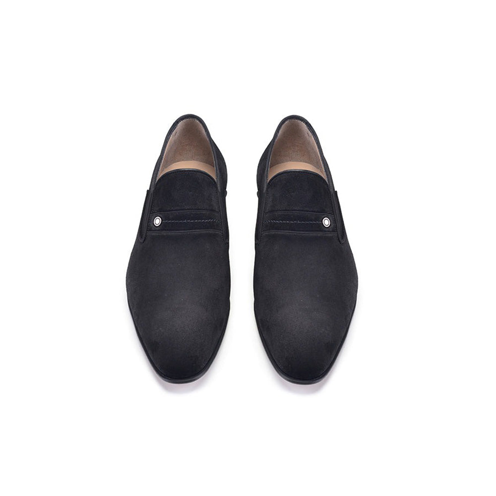 Corrente P000593- 6924S Suede High Vamp Loafers Black