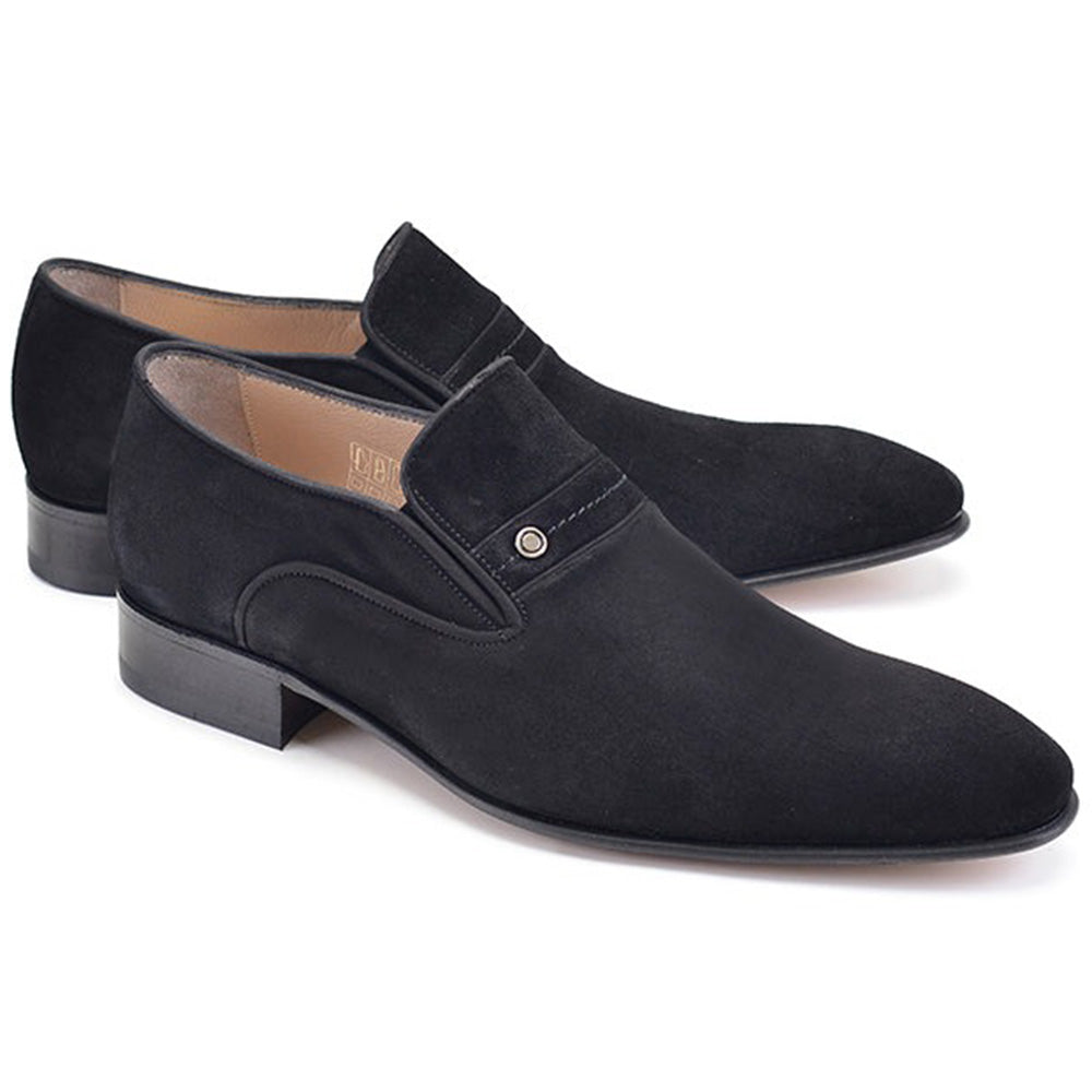 Corrente P000593- 6924S Suede High Vamp Loafers Black
