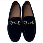 Corrente P000612-6444 Suede Bit Buckle Loafers Black