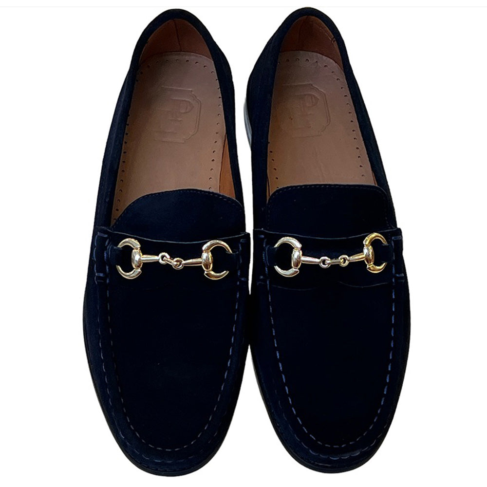 Corrente P000612-6444 Suede Bit Buckle Loafers Black